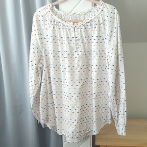 St. John's Bay White Blouse with Multicolor Dots